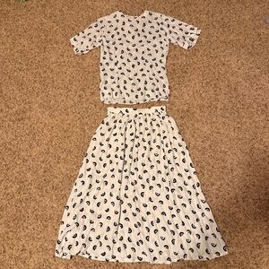 Vintage Handmade White and Black Patterned Two-Piece Set